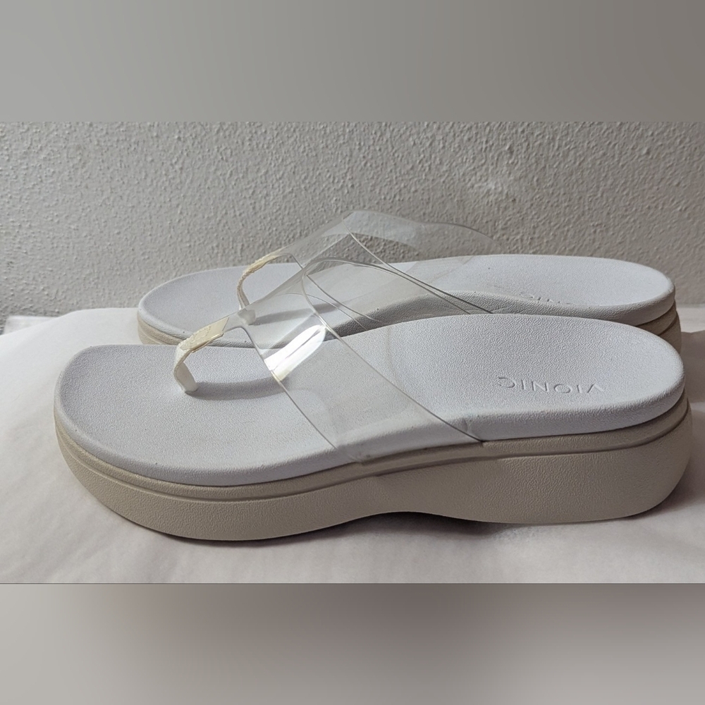 Vionic Luminous White Clear Thong Platform Slip O… - image 1